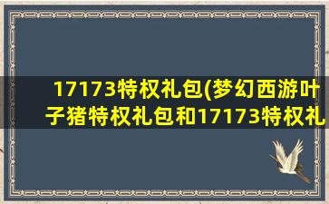 17173特权礼包(梦幻西游叶子猪特权礼包和17173特权礼包哪个好)