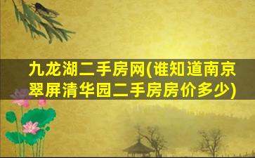 九龙湖二手房网(谁知道南京翠屏清华园二手房房价多少)