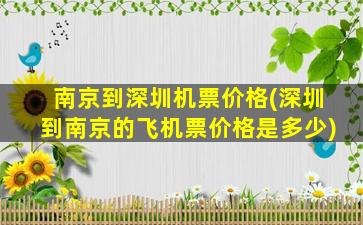 南京到深圳机票价格(深圳到南京的飞机票价格是多少)