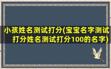 小孩姓名测试打分(宝宝名字测试打分姓名测试打分100的名字)