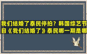 我们结婚了泰民停拍？韩国综艺节目《我们结婚了》泰民哪一期是哪年哪月哪号的