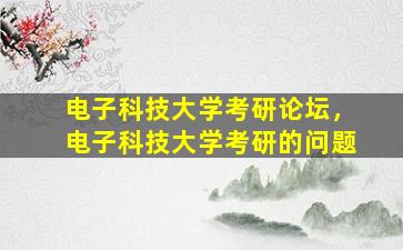 电子科技大学考研论坛，电子科技大学考研的问题